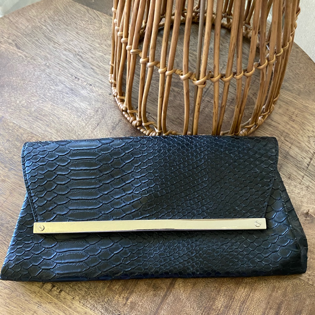 Black Clutch With Silver Hardware